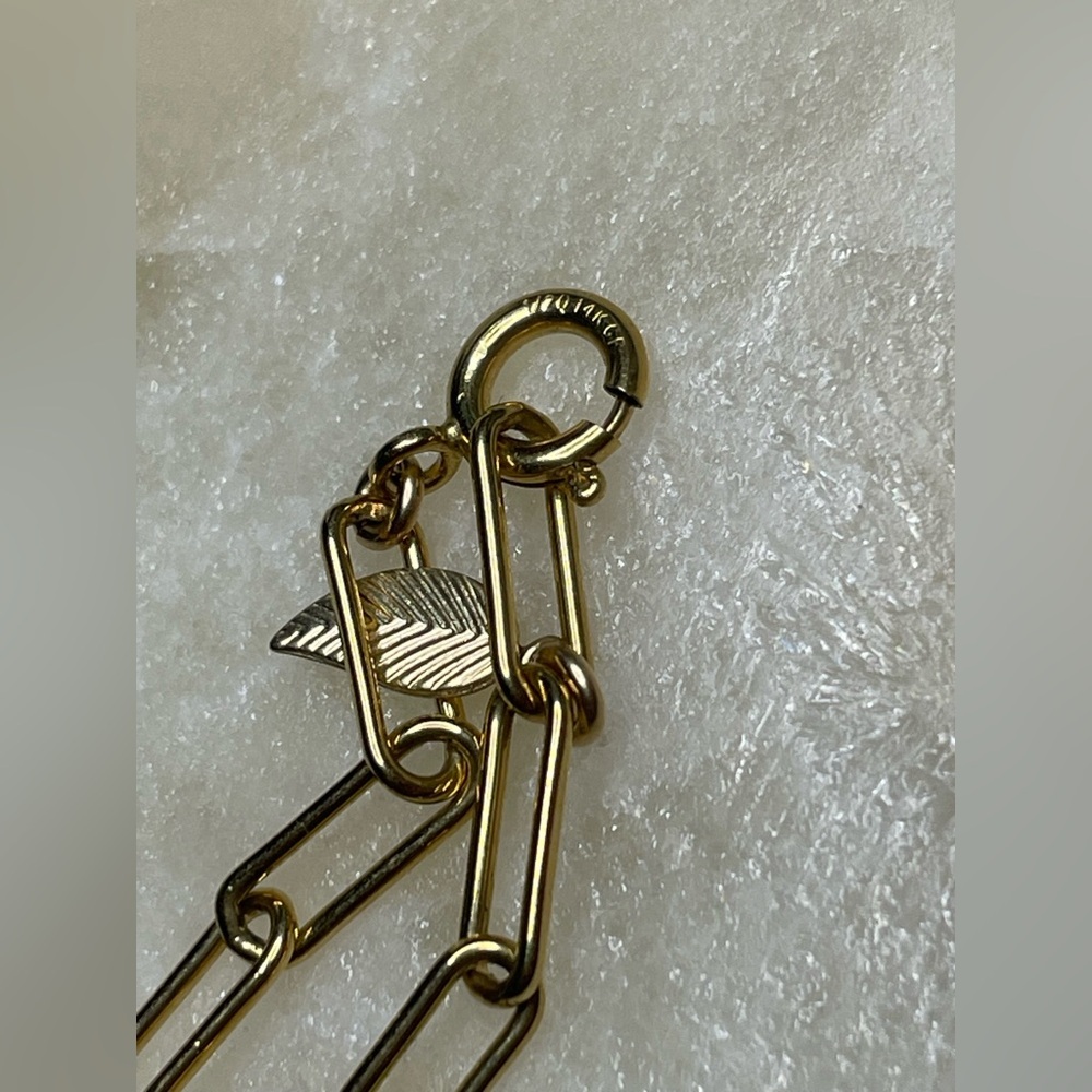 GOLD 14k Gold-Filled Paperclip Chain Bracelet - Smiley double side Face Charm - Picture 6 of 7